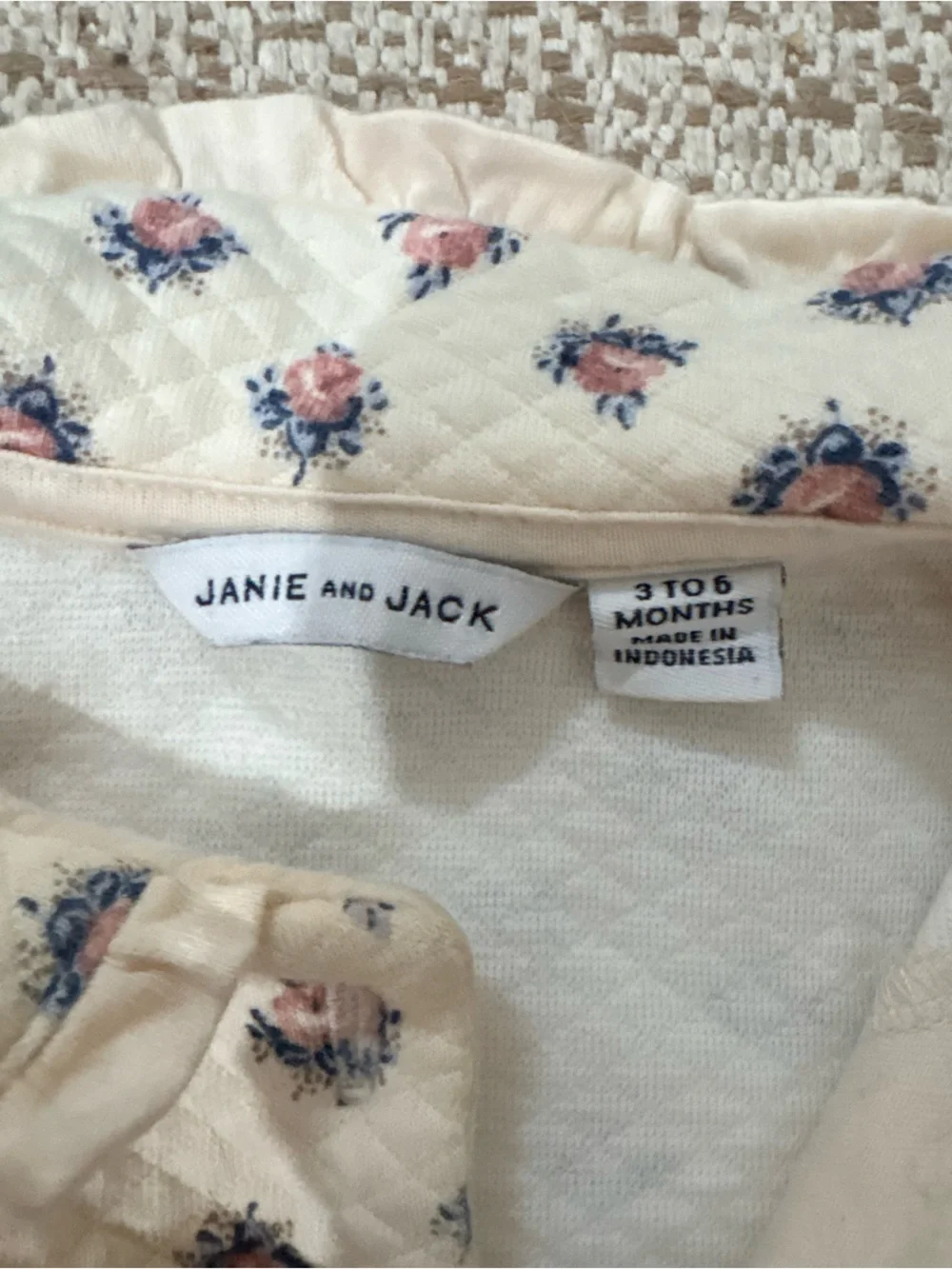 Janie and Jack Cream Floral Quilted Pajama Set